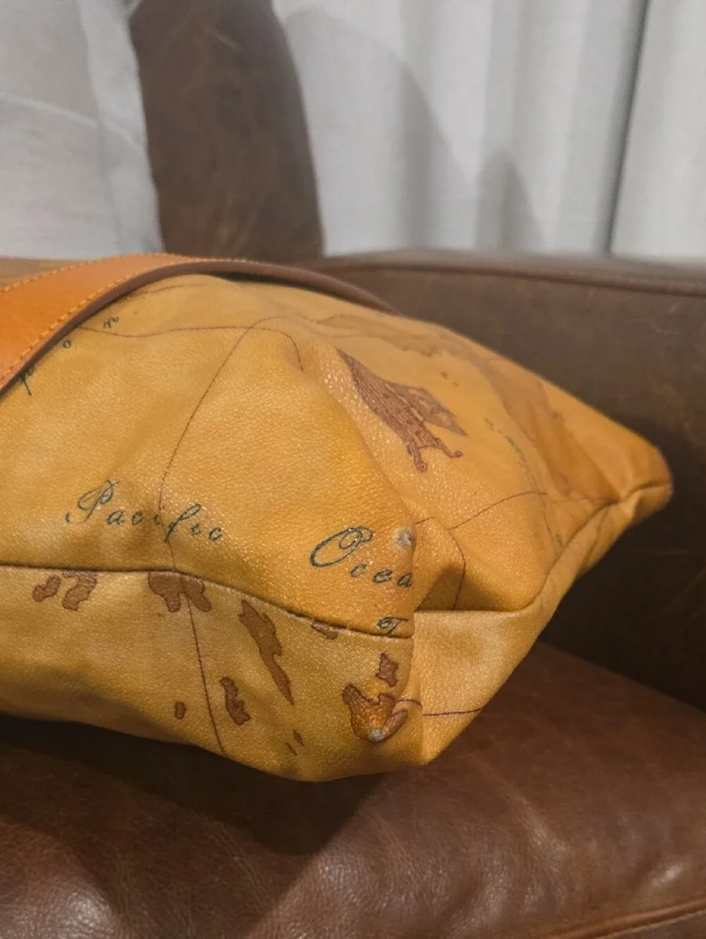 Alviero Martini Yellow Map Print Leather LAPTOP BAG